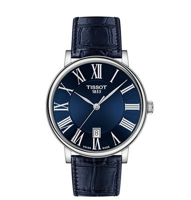 Tissot 藍中性錶款40mm 皮帶石英男腕錶 T1224101604300