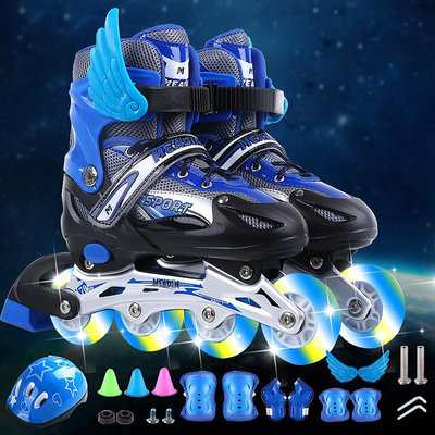 現貨：溜冰鞋兒童全套裝3-5-6-8-10歲旱冰直排輪滑可調男女童成人
