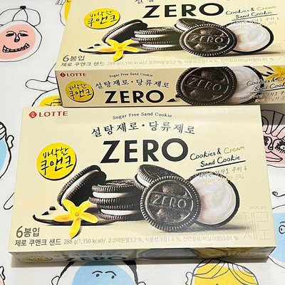 LOTTE 韓國樂天 ZERO 香草Oreo 香草巧克力夾心餅乾 一盒6包