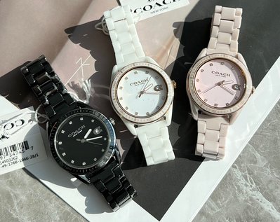 SUNDAY 美國代購 COACH 蔻馳新款PRESTON女士陶瓷手錶 防水30M
