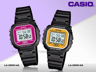 CASIO手錶專賣店 國隆 LA-20WH-4A LA-20WH-9A 電子錶 學生錶 小徑面 LA-20WH