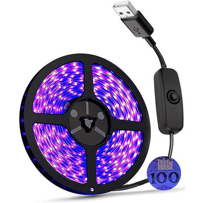 LED燈帶5V紫光防水固化殺菌驗鈔消毒USB紫外線熒光燈UV除菌軟燈條