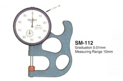 TECLOCK SM-112 手提式厚度計 測微厚薄計 測厚規 厚薄規 測厚儀 量紙器 織物厚度儀