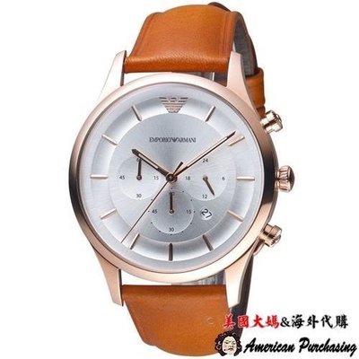 潮牌 EMPORIO ARMANI 亞曼尼手錶 AR11043 玫瑰金框銀白金刻三眼計時腕錶 手錶 海外代購-雙喜生活