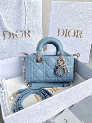 HANNA精品Dior LADY D JOY 牛仔 Cannage 藤格紋 金鏈 超迷你 黛妃包 手提包 23新款 現貨