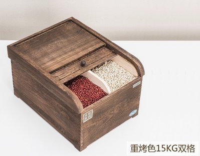 【15KG-雙格-下標區】下日本市場同步銷售桐木米箱木米桶(炭化木）米桶/儲米箱 預+現