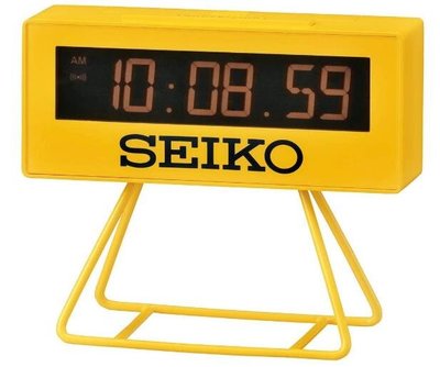 16894c 日本進口 好品質 限量品 真品 SEIKO 精工 運動風  黃色 計時器 LED螢幕鬧鐘時鐘鐘錶送禮禮品