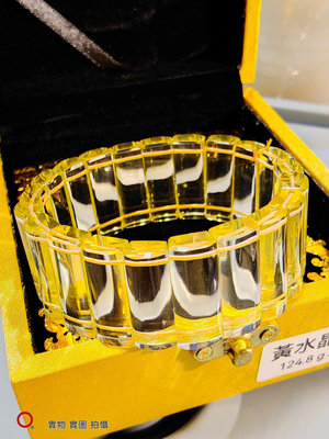 ..天然全美玻璃體頂級黃水晶大手排30mm美品 附台灣珠寶鑑定認證書，無染色.天然色 美品稀少難得一見.一律免運費..只有一條.請把握.