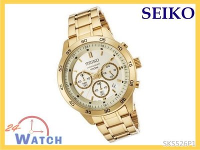 SKS526P1全金SKS526《合法原廠平行輸入》SEIKO 100M防水 三眼碼錶指針錶 24-Watch 全新正品
