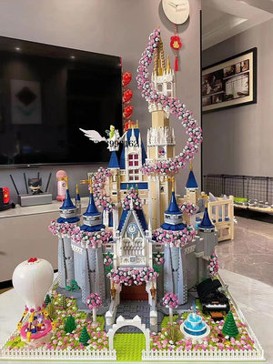 城堡迪士尼城堡積木適用于樂高女孩子系列櫻花建筑拼裝模型情人節禮物玩具