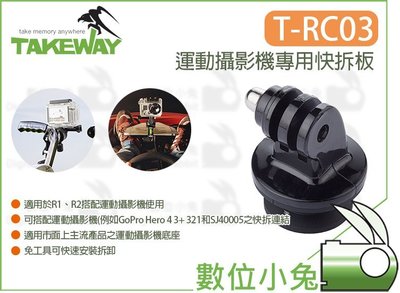 數位小兔【Takeway T-RC03 運動攝影機 專用快拆板】GOPRO T-B01 T-FN01 快裝板 TRC03