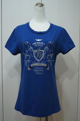 AERONAUTICA MILITARE 寶藍色水鑽字母圖短T恤 原價 10600 特價 5300