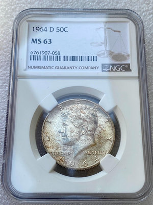 二手 NGC-MS63 美國1964年50C銀幣 肯尼迪半 90 錢幣 銀幣 硬幣【奇摩錢幣】2248