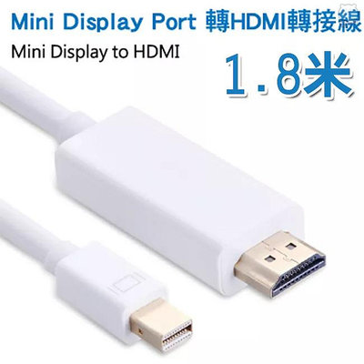 [現貨] Mini Display Port 轉HDMI轉接線(白色-1.8M) Mini DP to HDMI