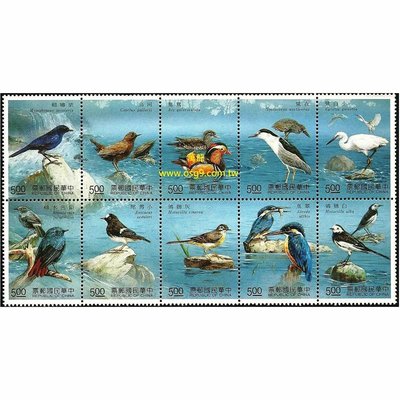 【萬龍】(595)(特296)台灣溪流鳥類郵票10全(專296)上品