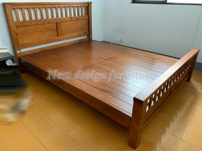 【N D Furniture】台南在地家具-經典高品質全實木柚木色5尺床台/床架/床組SN/TH缺貨