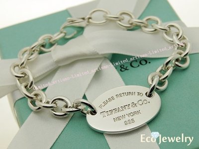 《Eco-jewelry》【Tiffany&amp;Co】經典 新款橢圓牌粗圈手鍊 純銀925粗圈手鍊~專櫃真品 已送洗