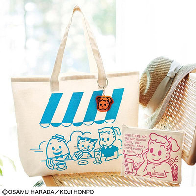 【寶貝日雜包】日本雜誌附錄 OSAMU GOODS 原田治托特包+化妝包+吊飾鑰匙圈三件組 手提包 包包吊飾 收納包