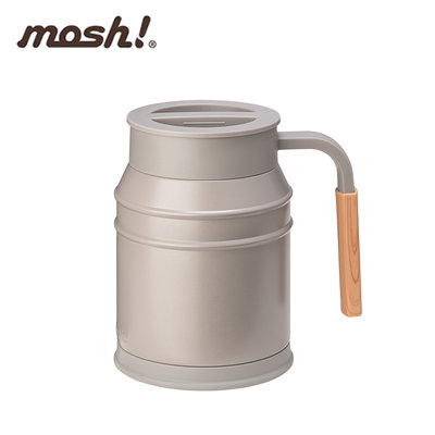 【日本mosh! 】迷你牛奶壺造型保溫杯400ml 帶蓋馬克杯 辦公室小物 隨手攜便  馬卡龍棕色
