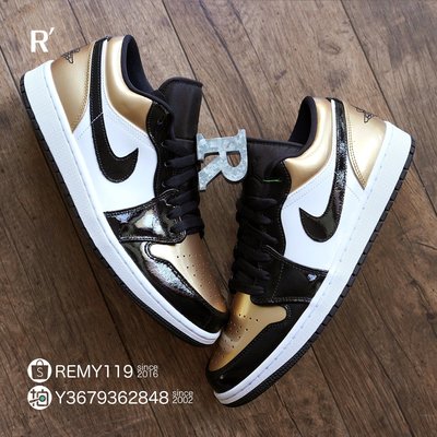 R'代購 Nike Air Jordan 1 Low Gold Toe 白黑金屬 黑金腳趾 CQ9447-700 男女