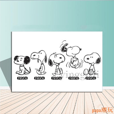 papa潮玩實木框畫 Snoopy 史努比 可愛 卡通 動畫海報裝飾畫 居家裝飾 房間臥室掛畫 兒童房壁貼 壁畫 生日禮物 無框畫