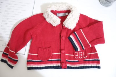 ZN BOBOLI 西班牙進口童裝  可愛女童紅色羊毛領毛衣針織外套 二手 現貨