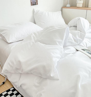酒店床品四件套民宿風白色床單被套賓館被罩床上被褥套裝七八件套