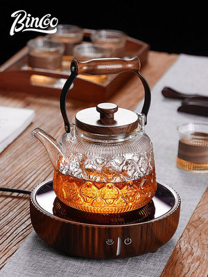 胡桃木電陶爐家用小型煮茶器玻璃燒水壺蒸煮茶壺功夫茶具咖啡用品~半島鐵盒