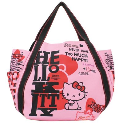 玫瑰默契＊日本限定 Hello Kitty × DEARISIMO帆布托特包～肩背包(粉紅緞帶）