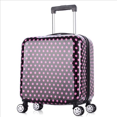 【上品居家生活】粉紅點點 18寸 塗鴉風格 ABS+PC 帶密碼鎖登機箱/行李箱/拉桿箱/拉杆箱/旅行箱(#P601)