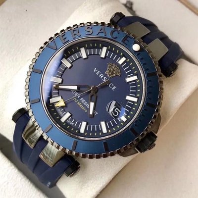 VERSACE V-RACE Diver 藍色錶盤 橡膠錶帶 石英 運動潛水 男士手錶 VEAK00218