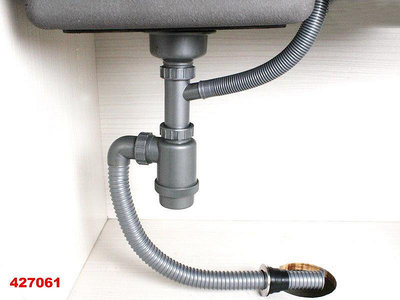 廚房水槽下水管配件 內牙45mm帶方形溢水下水管 耐高溫排水管 加粗下水管 廚房水槽排水管 061