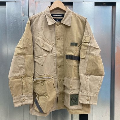 19aw Neighborhood NBHD QM C-Shirt LS 秋冬拼接異色四口袋軍裝襯衫