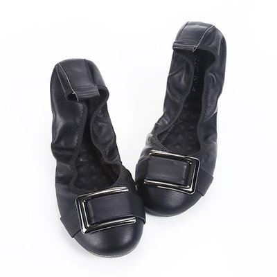 轉賣---JASON HOUSE 女 真皮方型飾釦軟Q口袋鞋 黑