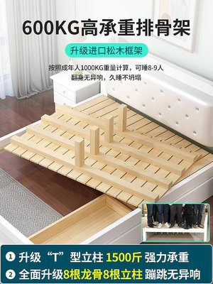 專場:實木床15米床雙人床主臥簡約代全實木房家用12米單人床架 無鑒賞期 自行安裝