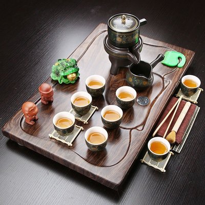 促銷打折 古弘整套自動茶具套裝家用陶瓷茶盤現代功夫紫砂簡約茶臺茶海茶道
