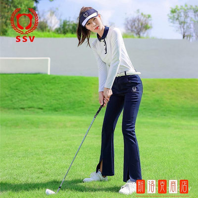 高爾夫服裝女套裝長袖上衣喇叭褲長褲GOLF鞦鼕韓版寶藍修身球運動