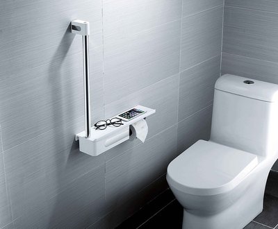 《101衛浴精品》台灣品牌 BOSS 多功能 安全扶手 收納盒 置物平台 衛生紙架 D-135 承重120Kg《免運費》