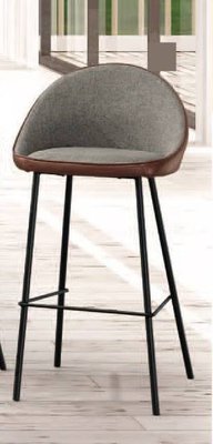 【生活家傢俱】HT-171-3：灰布雙色吧台椅-高【台中家具】高腳椅 中島椅 烤漆鐵腳 布墊+皮革 工業風