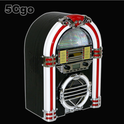 5Cgo【發燒友】美國復古Vintage桌面炫彩CD點唱機音響迷你版Jukebox音箱 LED變色燈光音響餐廳裝飾 含稅