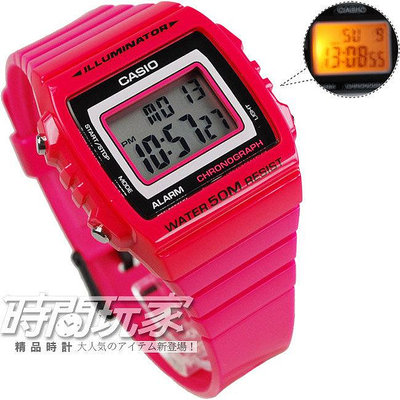 W-215H-4A 卡西歐 CASIO 電子錶 方型 桃粉紅橡膠 女錶 【時間玩家】