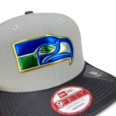 [稀有品] New Era Seattle Seahawks 西雅圖海鷹隊 燙金大LOGO後扣可調棒球帽Snapback