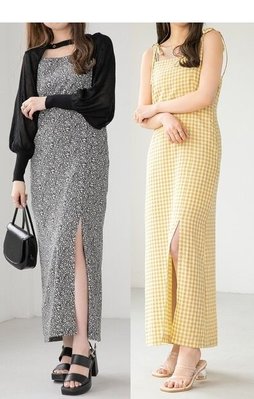 【WildLady】 特 日本日系時髦氣質拉鏈顯瘦開叉邊純色/碎花/格子連身裙 吊帶裙heather