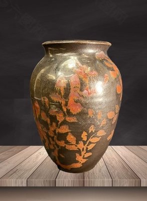 日本黑釉鐵鏽斑花瓶