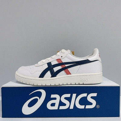 ASICS JAPAN S 女生 白色 藍粉LOGO 皮革 復古 運動 休閒鞋 1202A118-104