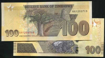 【紙幣】ZIMBABWE (辛巴威),  P106 , 100-Dollar , 2020,品相全新UNC #207072