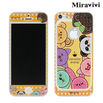 【送!邊框冰沙保護殼】Miravivi iPhone 5 /5S 動物狂想曲系列雙面彩繪保護貼『直購免競標』