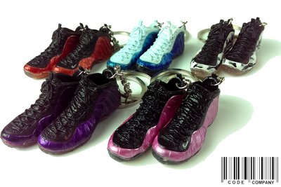 =CodE= 全新AIR FOAMPOSITE 小鞋模型鑰匙圈(紅.藍.灰.紫.粉紅).黑.太空鞋.吊飾.JORDAN