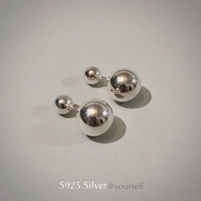 S925 Silver丨簡約精巧 雙銀球耳扣 銀耳飾 耳圈 耳環 耳勾 耳扣 C圈耳飾系列 輕珠寶