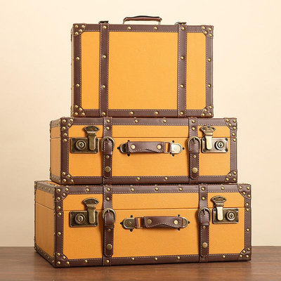 現貨創意擺件復古手提箱箱子民國懷舊旅行箱櫥窗軟裝展示箱木箱陳列道具皮